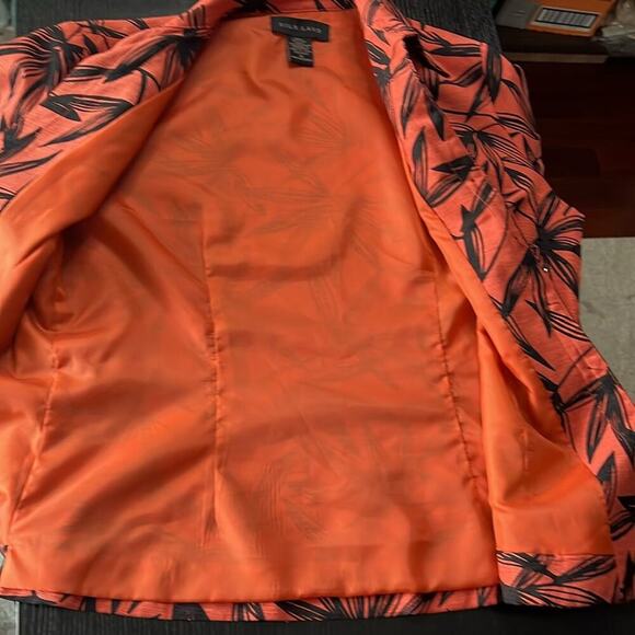 Silk Land Orange and Black Leaf Print Button-Up Shirt - Picture 8 of 8